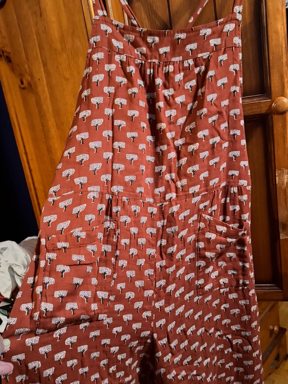 NATURAL LIFE Rust Jumpsuit with White Tree Print